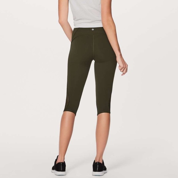 Lululemon Train Times Crop Leggings Dark Olive - Picture 2 of 9